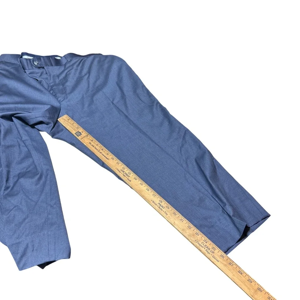 Peter Millar Mens 46R Blue Virgin Wool Blend Flat Front Dress Pants Portugal